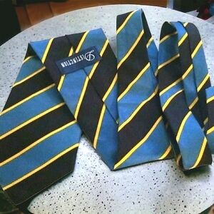 Distinction Luxury 100% Silk Tie Blue Black Gold